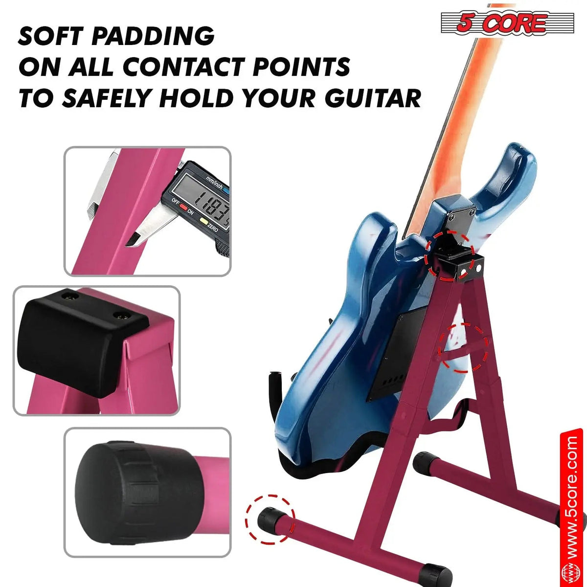 5 Core Guitar Stand 2PC A Frame w Soft Foam Arm Non Slip Rubber for Acoustic Electric Bass - HONORABLE VETERANS SOLUTIONS