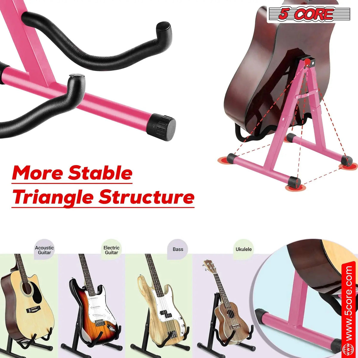 5 Core Guitar Stand A Frame w Soft Foam Arm Non Slip Rubber for Acoustic Electric Bass - HONORABLE VETERANS SOLUTIONS