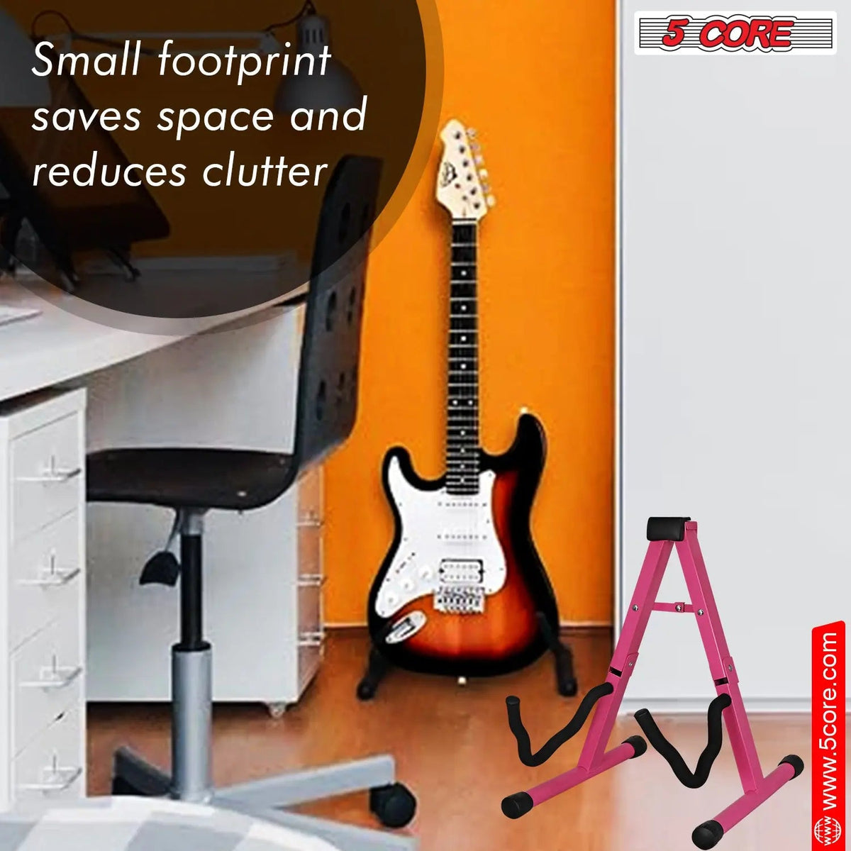 5 Core Guitar Stand A Frame w Soft Foam Arm Non Slip Rubber for Acoustic Electric Bass - HONORABLE VETERANS SOLUTIONS