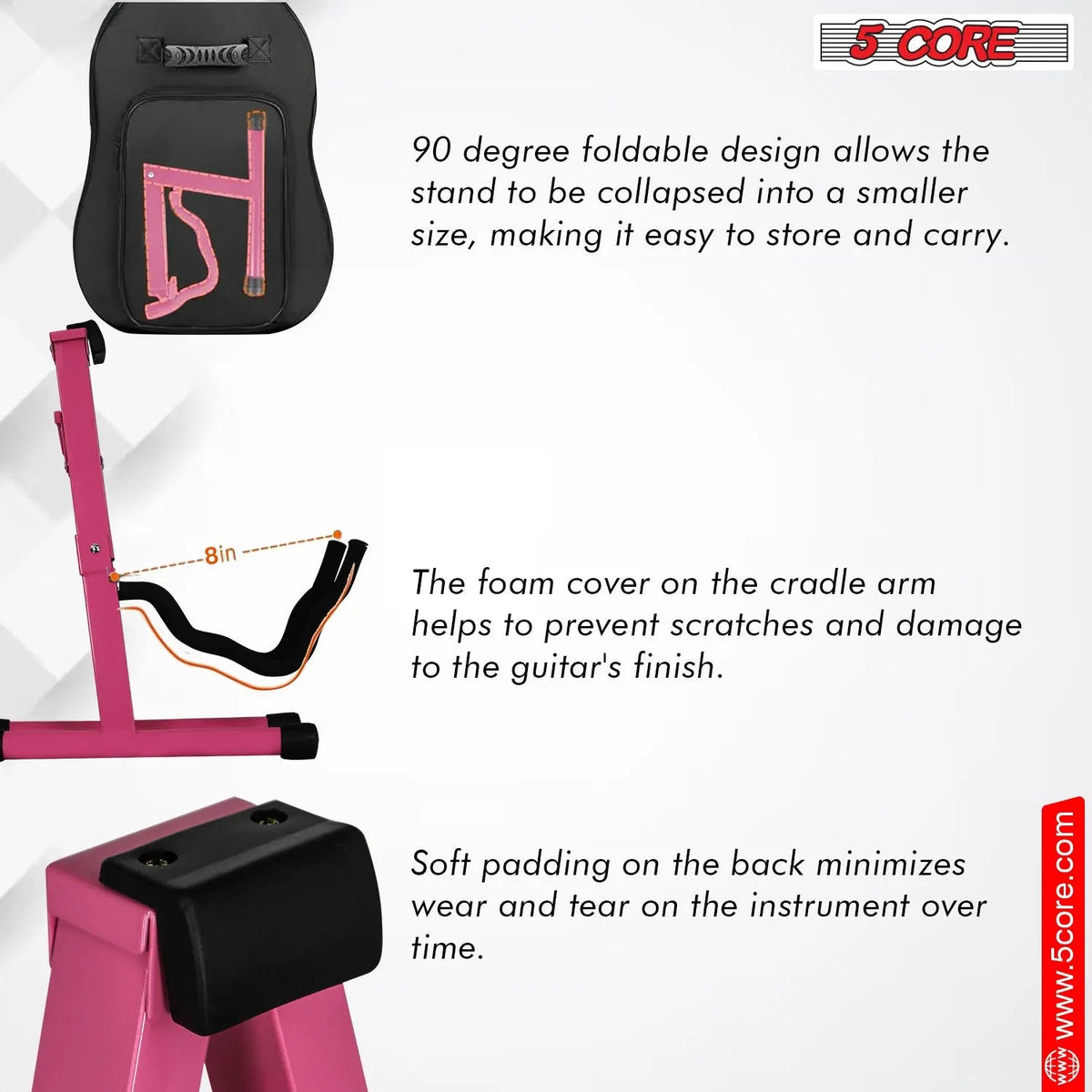 5 Core Guitar Stand A Frame w Soft Foam Arm Non Slip Rubber for Acoustic Electric Bass - HONORABLE VETERANS SOLUTIONS