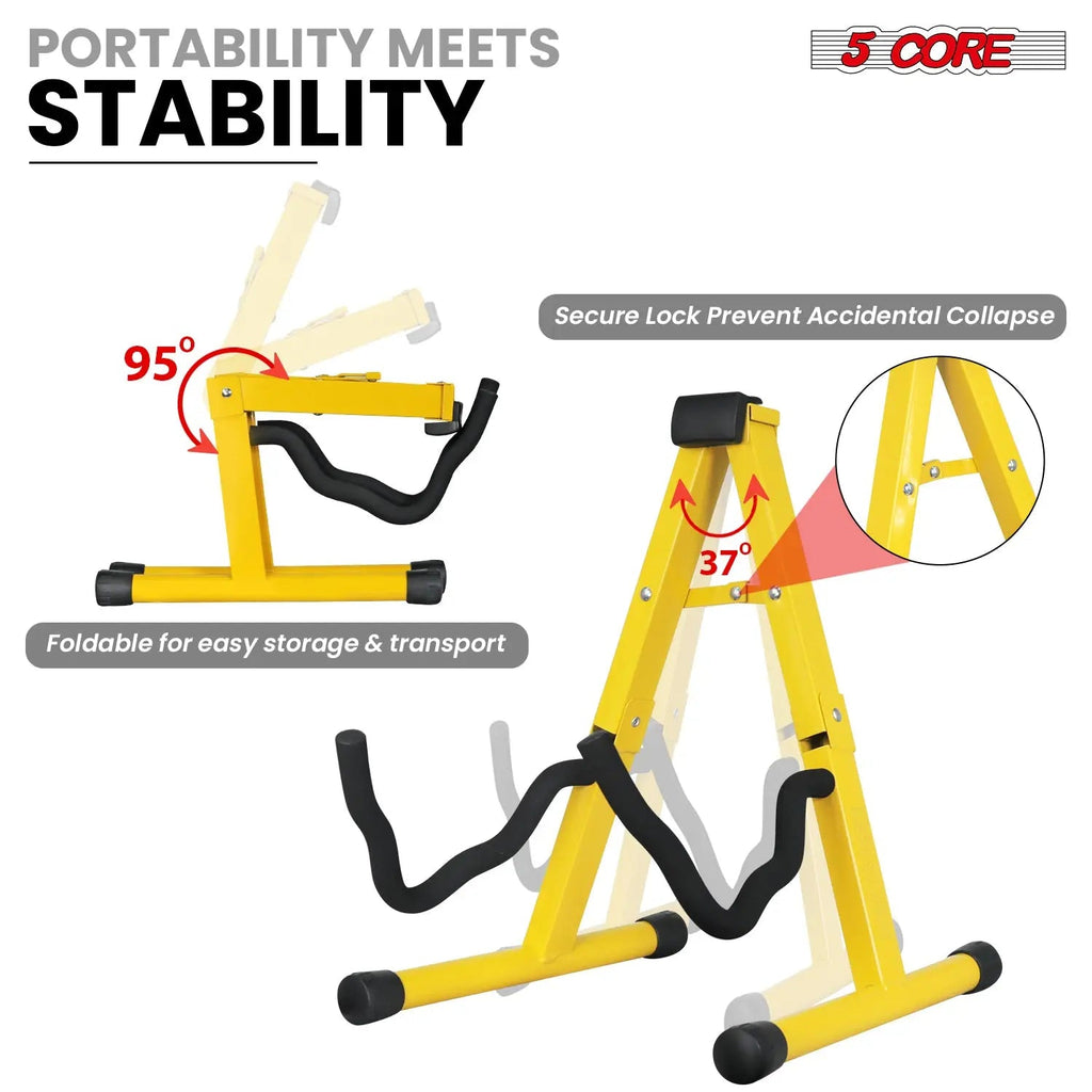 5 Core Guitar Stand A Frame w Soft Foam Arm Non Slip Rubber for Acoustic Electric Bass - HONORABLE VETERANS SOLUTIONS