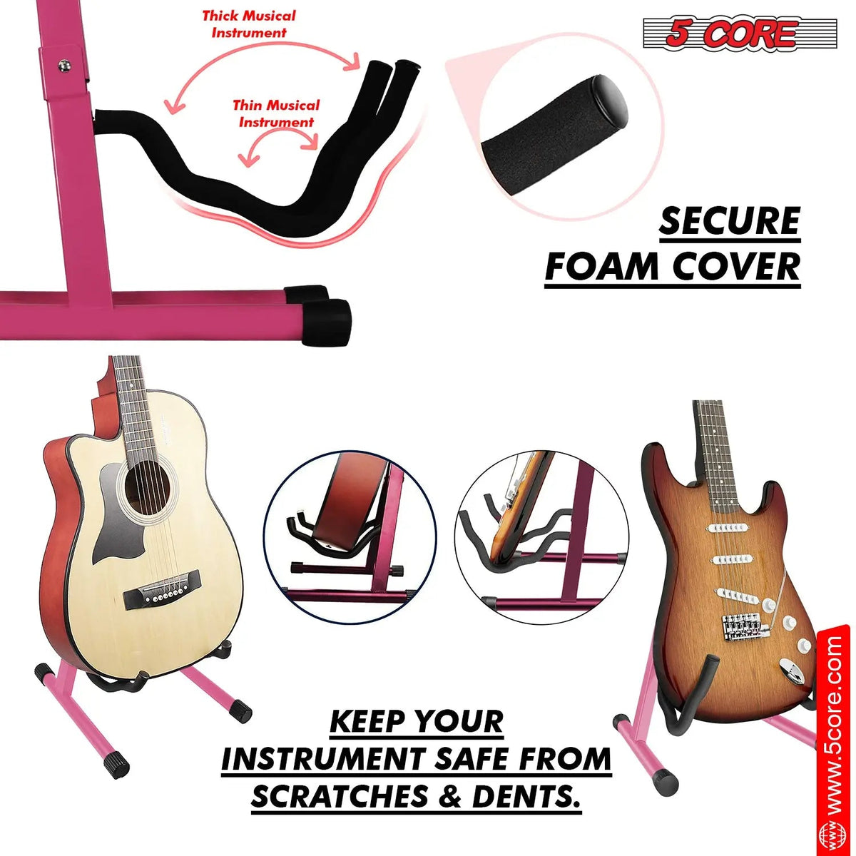 5 Core Guitar Stand A Frame w Soft Foam Arm Non Slip Rubber for Acoustic Electric Bass - HONORABLE VETERANS SOLUTIONS