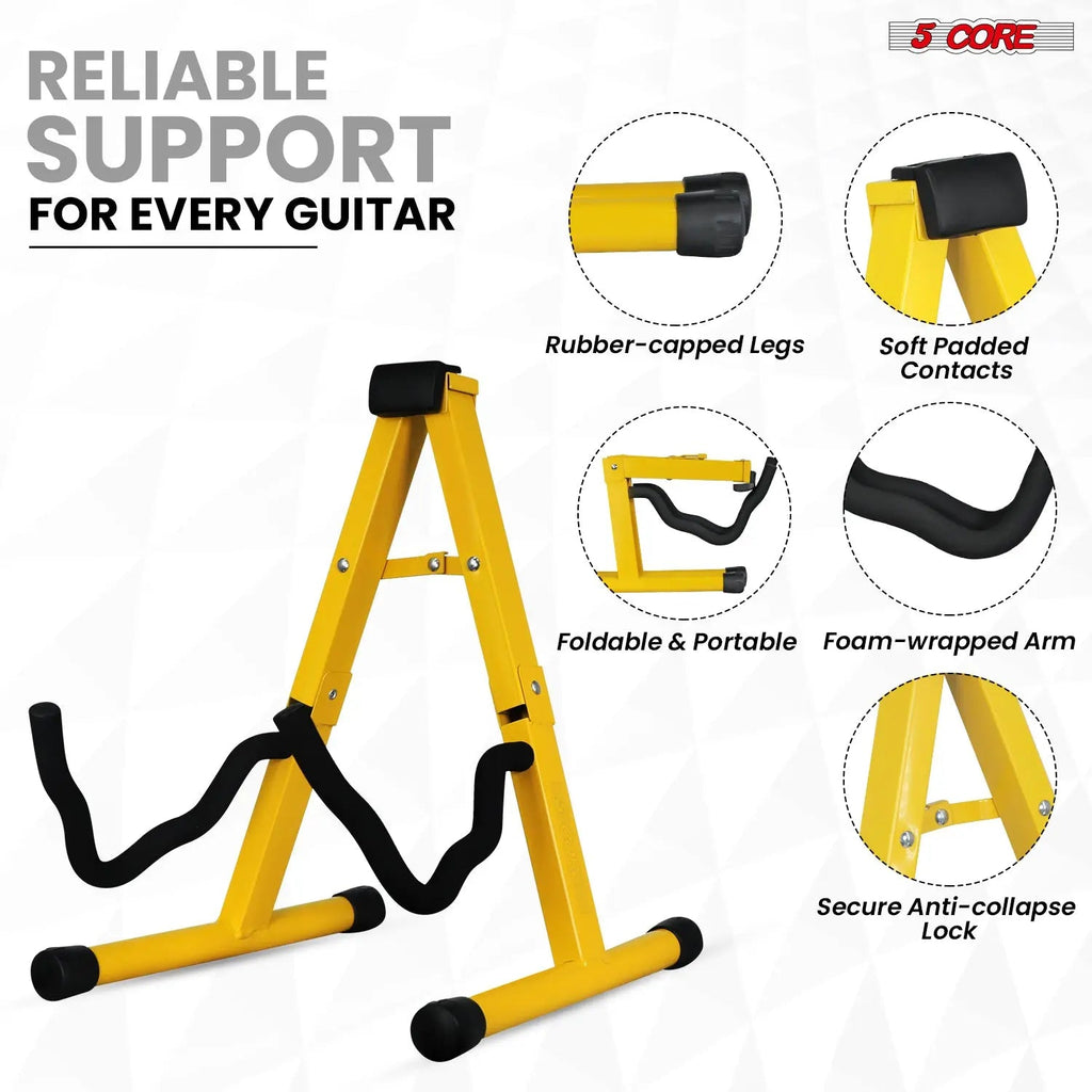 5 Core Guitar Stand A Frame w Soft Foam Arm Non Slip Rubber for Acoustic Electric Bass - HONORABLE VETERANS SOLUTIONS