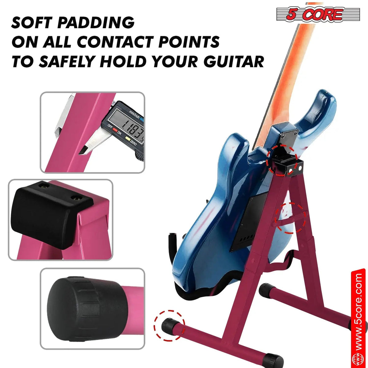 5 Core Guitar Stand A Frame w Soft Foam Arm Non Slip Rubber for Acoustic Electric Bass - HONORABLE VETERANS SOLUTIONS