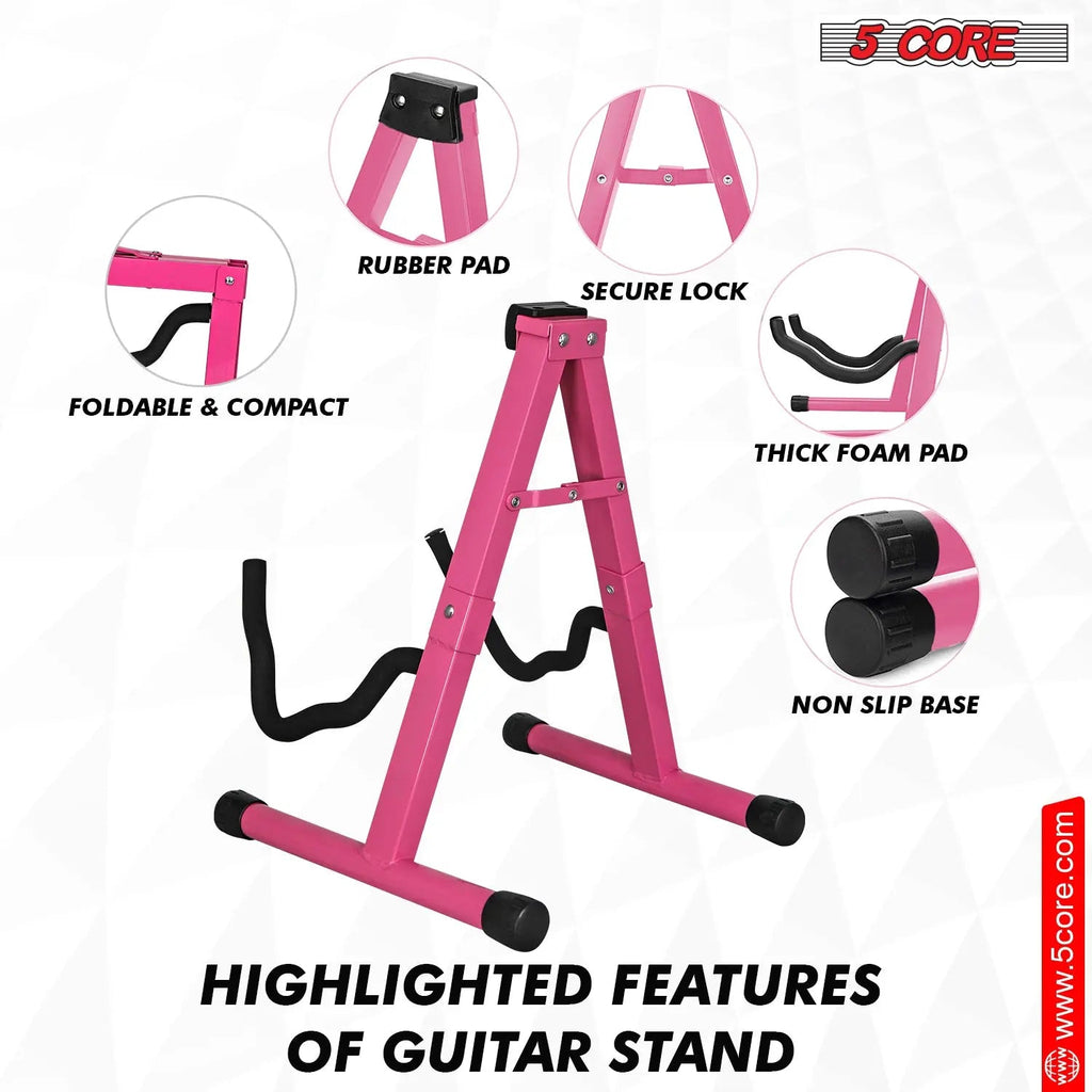 5 Core Guitar Stand A Frame w Soft Foam Arm Non Slip Rubber for Acoustic Electric Bass - HONORABLE VETERANS SOLUTIONS
