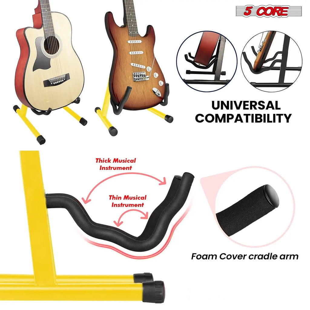 5 Core Guitar Stand A Frame w Soft Foam Arm Non Slip Rubber for Acoustic Electric Bass - HONORABLE VETERANS SOLUTIONS