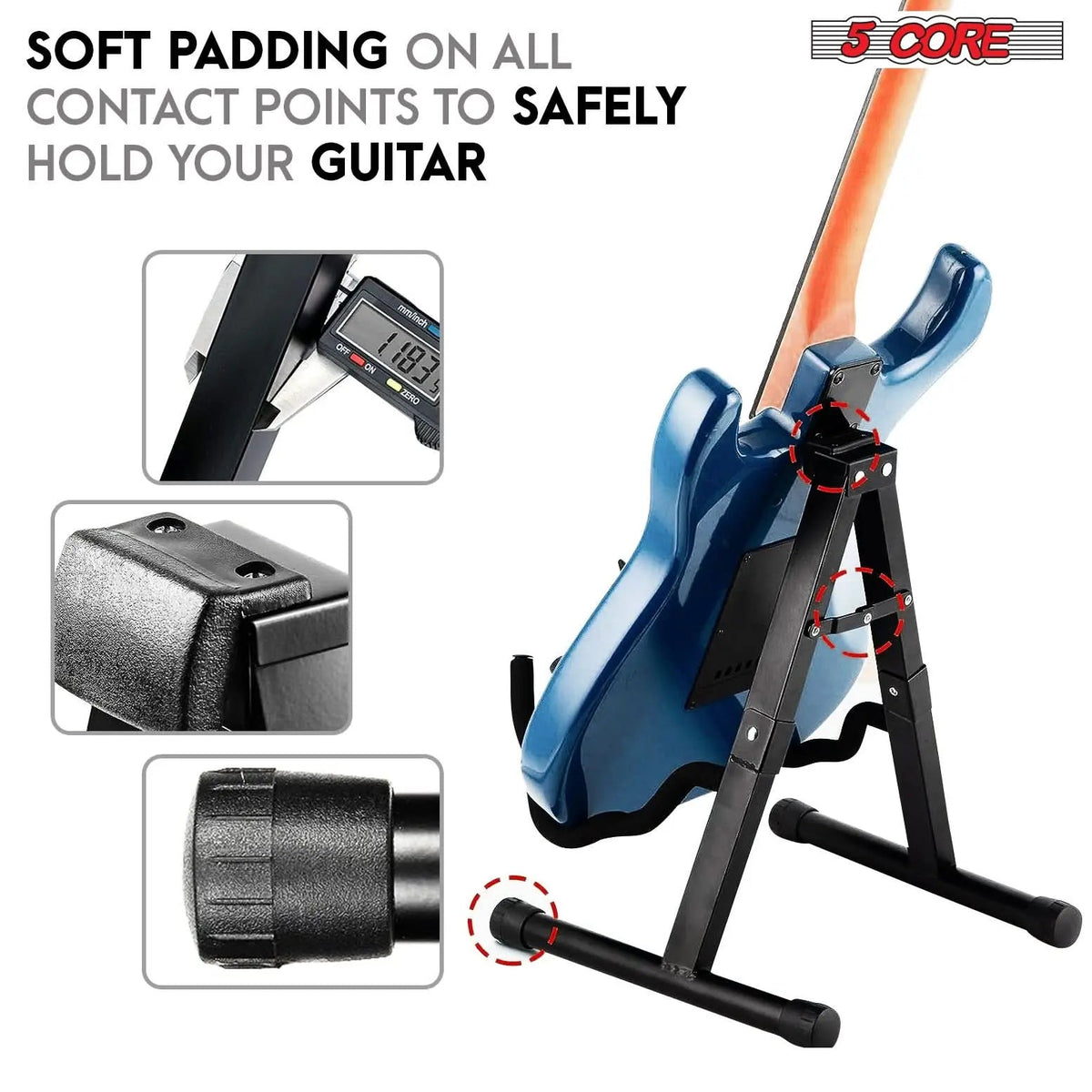 5 Core Guitar Stand A Frame w Soft Foam Arm Non Slip Rubber for Acoustic Electric Bass Ukulele - HONORABLE VETERANS SOLUTIONS