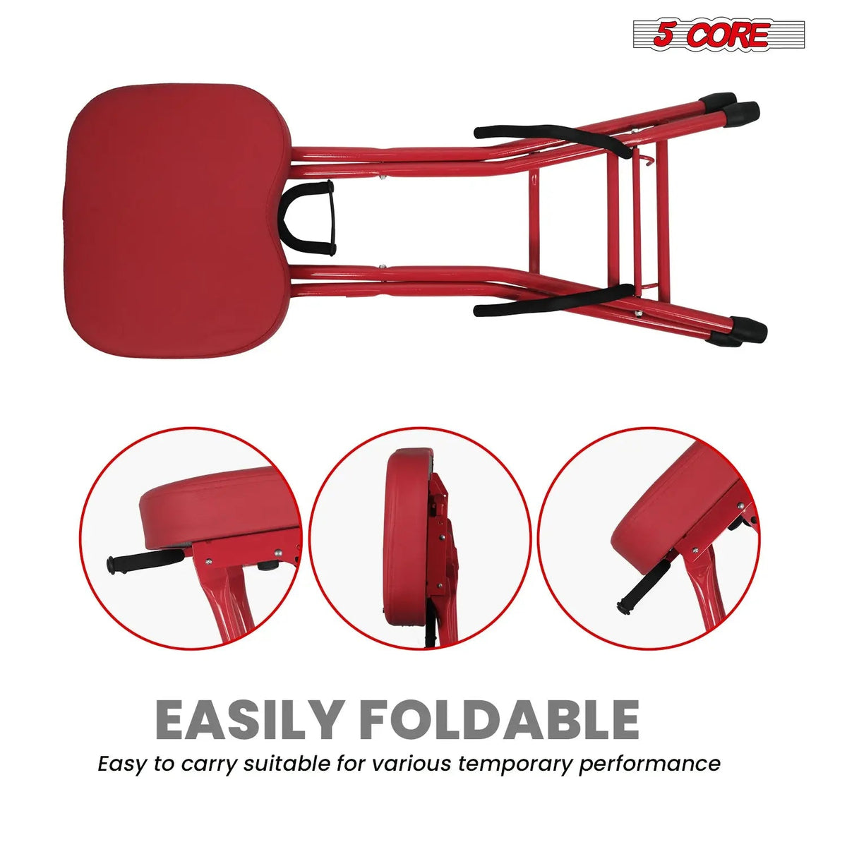 5 Core Guitar Stool 3.15" Padded Chair Foldable Music Seat w Built in Foot Rest Guitar Stand - HONORABLE VETERANS SOLUTIONS