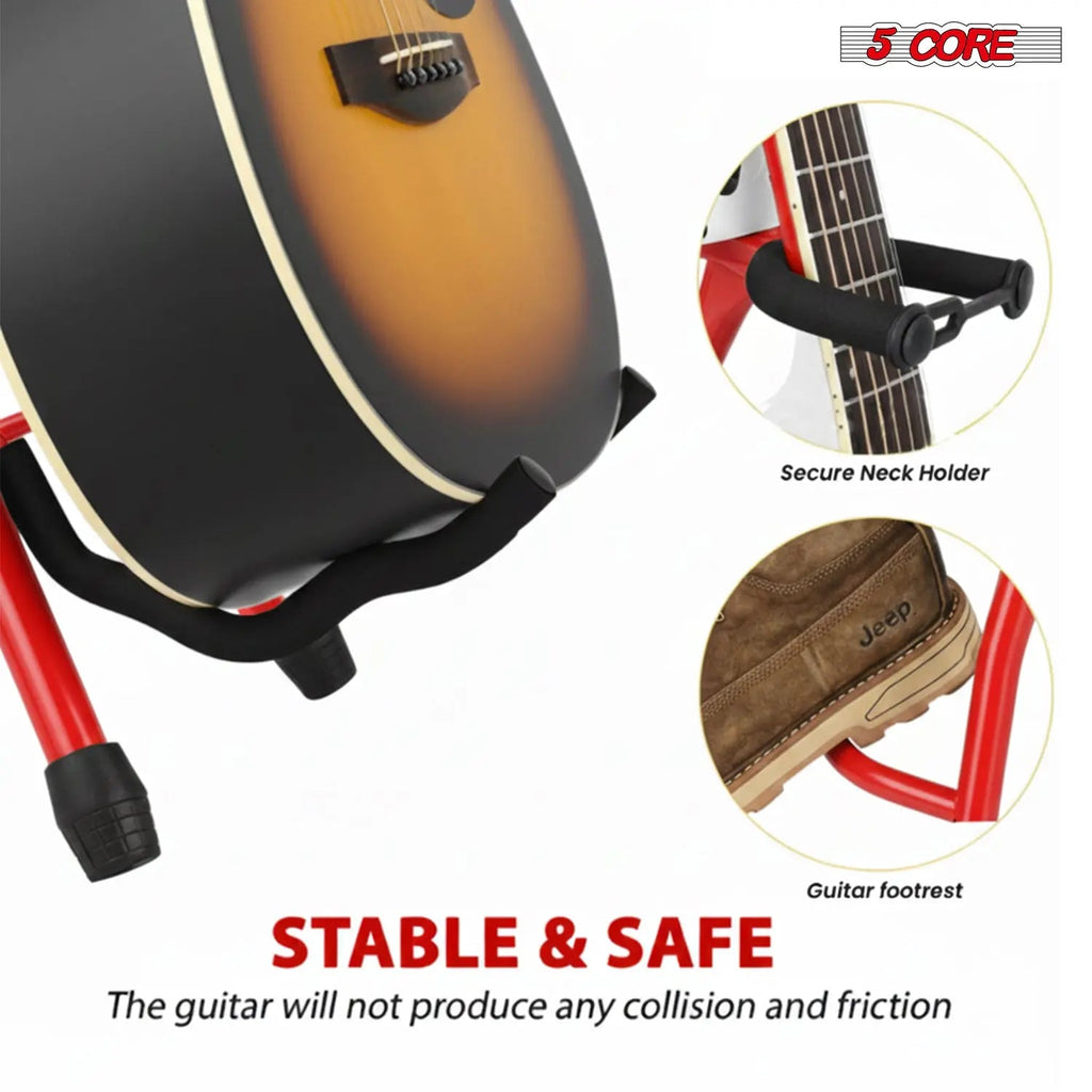 5 Core Guitar Stool w Backrest 3.15" Padded Chair Foldable Music Seat Built in Foot Rest Guitar Stand - HONORABLE VETERANS SOLUTIONS