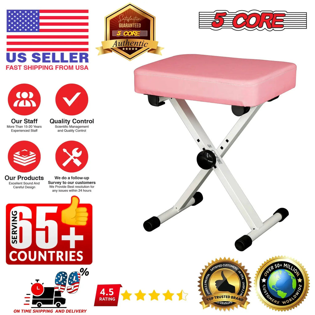 5 Core Keyboard Bench 3 Inch Padded Piano Stool Adjustable 20.5" Guitar Seat Heavy Duty Portable - HONORABLE VETERANS SOLUTIONS
