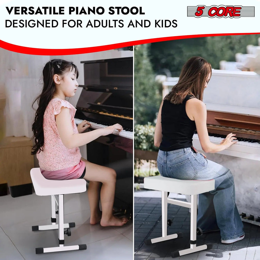 5 Core Keyboard Bench 3" Padded Cushioned Piano Stool Height Adjustable Guitar Seat Folding Portable - HONORABLE VETERANS SOLUTIONS
