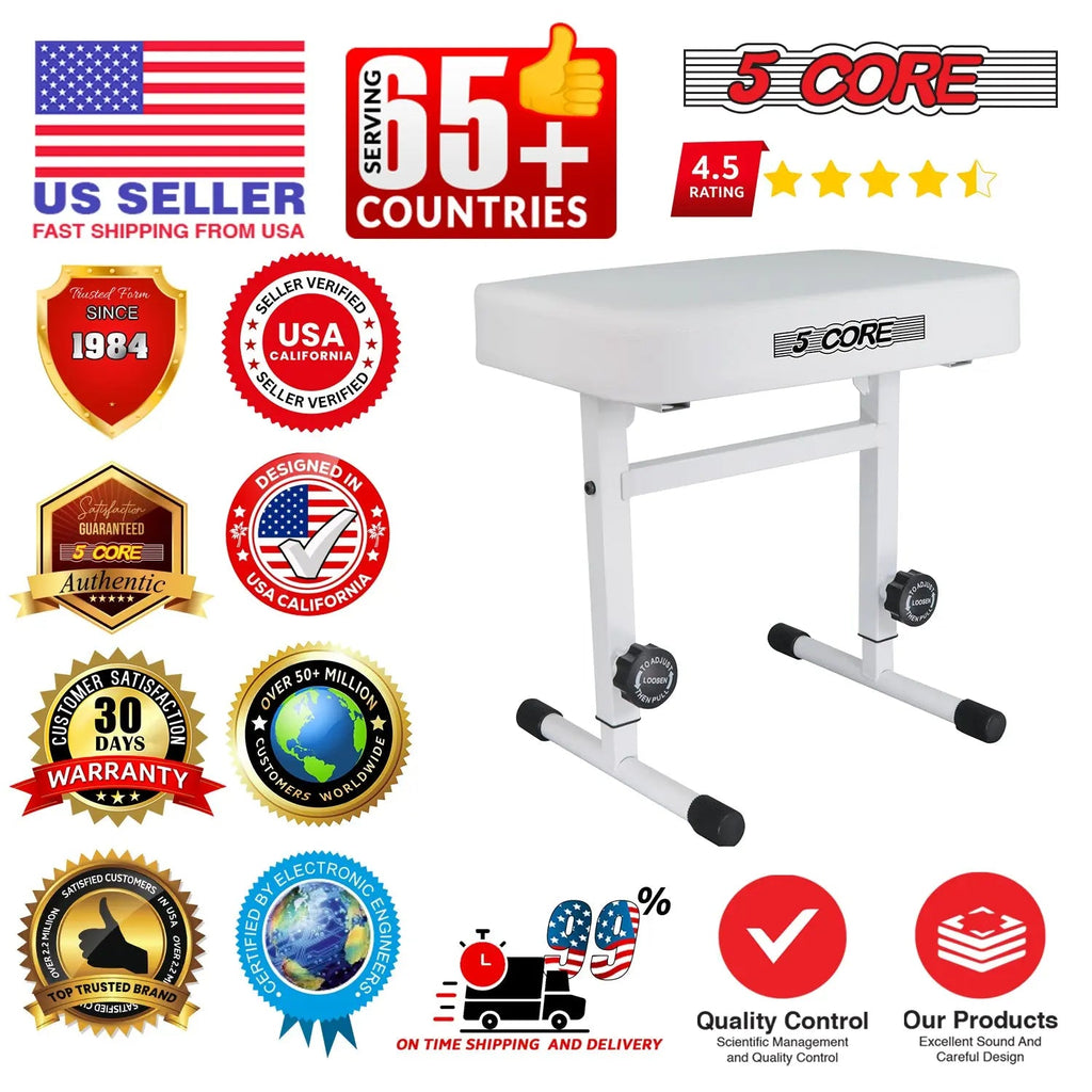 5 Core Keyboard Bench 3" Padded Cushioned Piano Stool Height Adjustable Guitar Seat Folding Portable - HONORABLE VETERANS SOLUTIONS