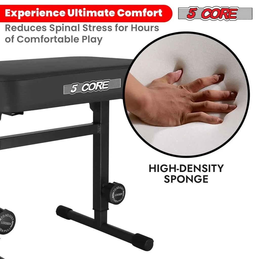 5 Core Keyboard Bench 3" Padded Cushioned Piano Stool Height Adjustable Guitar Seat Folding Portable - HONORABLE VETERANS SOLUTIONS