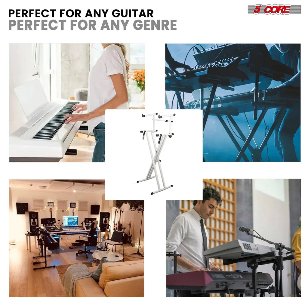 5 Core Keyboard Stand 2 Tier Doubled X Shape Adjustable Heavy Duty Key Board DJ Controller Stands - HONORABLE VETERANS SOLUTIONS