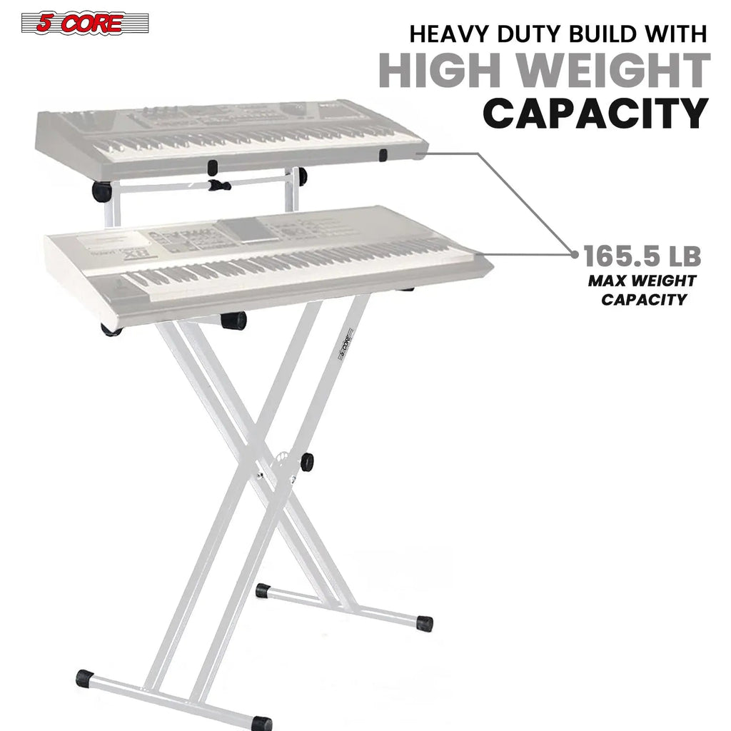 5 Core Keyboard Stand 2 Tier Doubled X Shape Adjustable Heavy Duty Key Board DJ Controller Stands - HONORABLE VETERANS SOLUTIONS