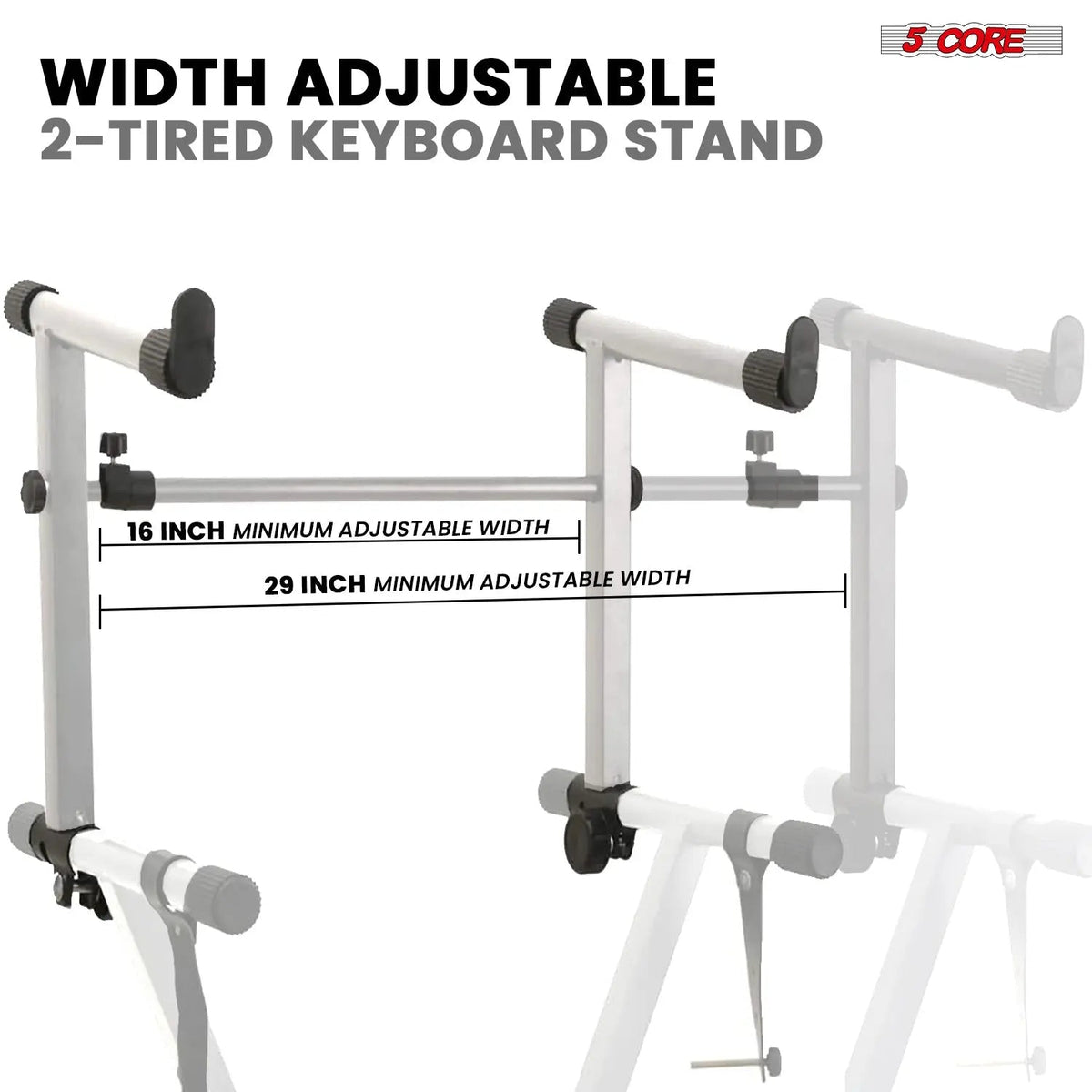 5 Core Keyboard Stand 2 Tier Doubled X Shape Adjustable Heavy Duty Key Board DJ Controller Stands - HONORABLE VETERANS SOLUTIONS