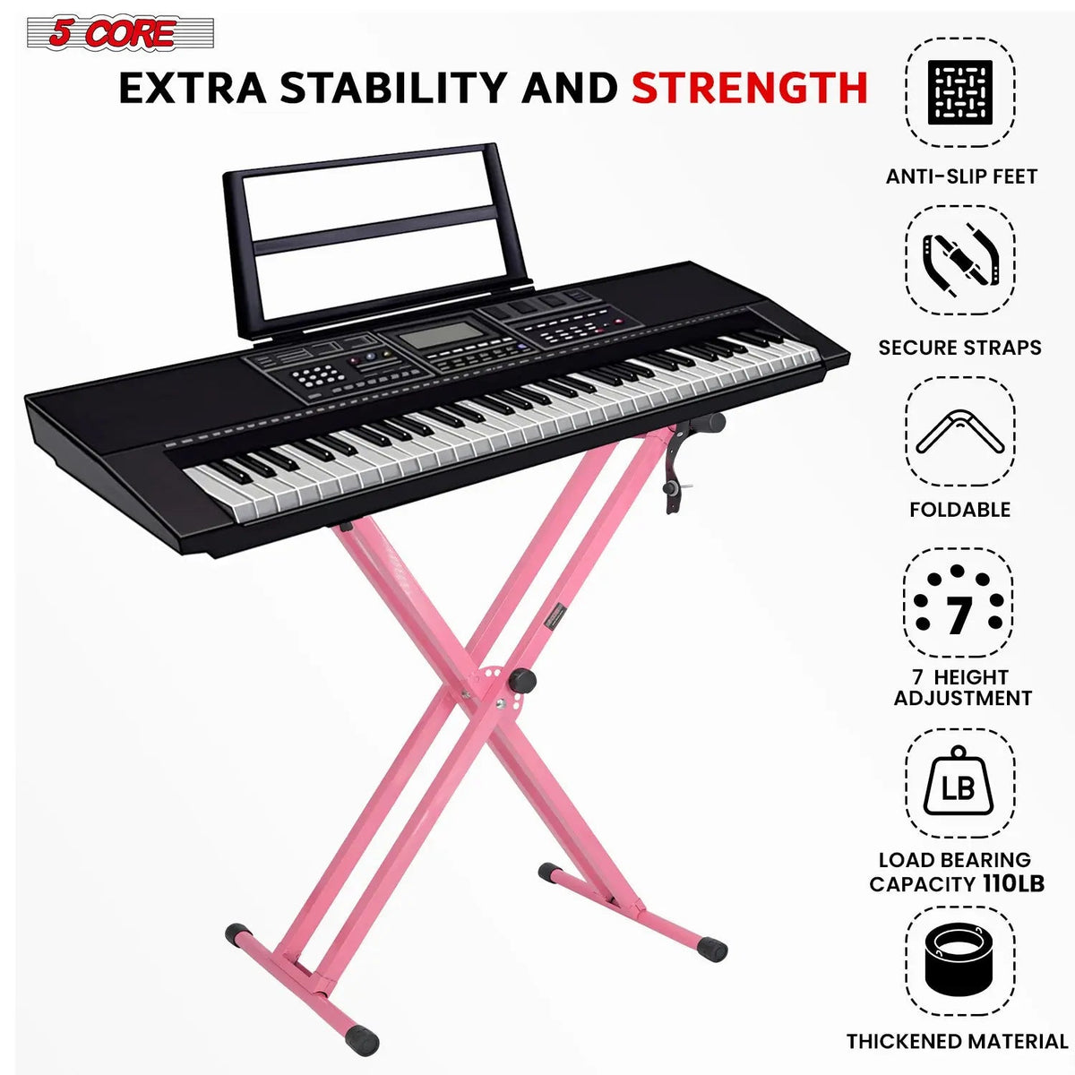 5 Core Keyboard Stand Dual X Shape Adjustable Foldable Portable Key Board DJ Controller Stands - HONORABLE VETERANS SOLUTIONS