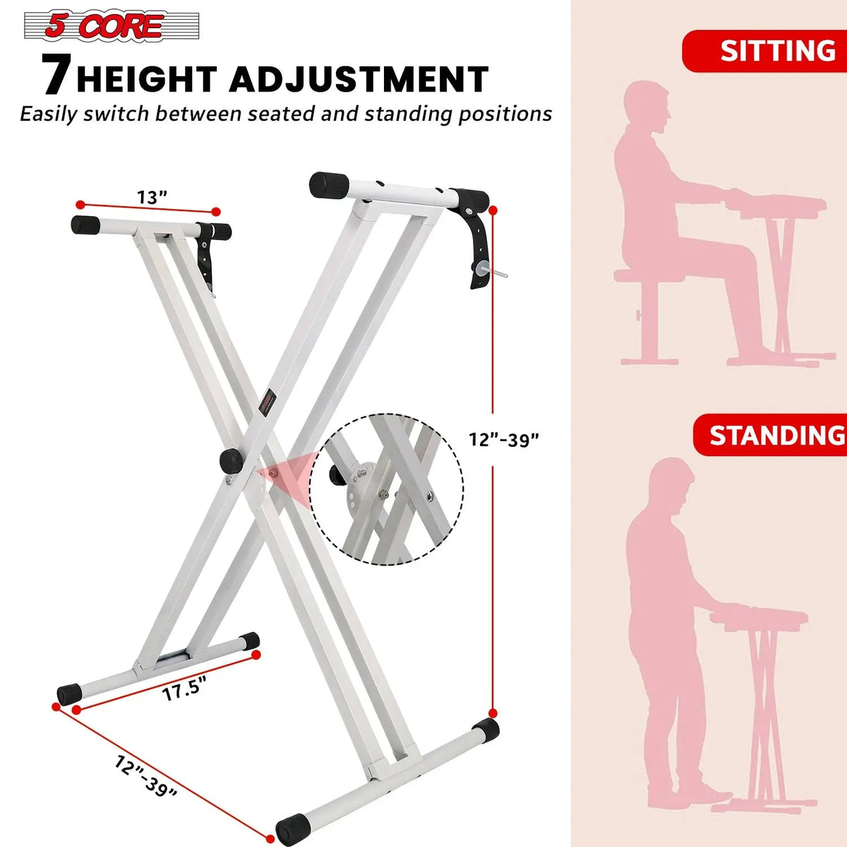 5 Core Keyboard Stand Dual X Shape Adjustable Foldable Portable Key Board DJ Controller Stands - HONORABLE VETERANS SOLUTIONS