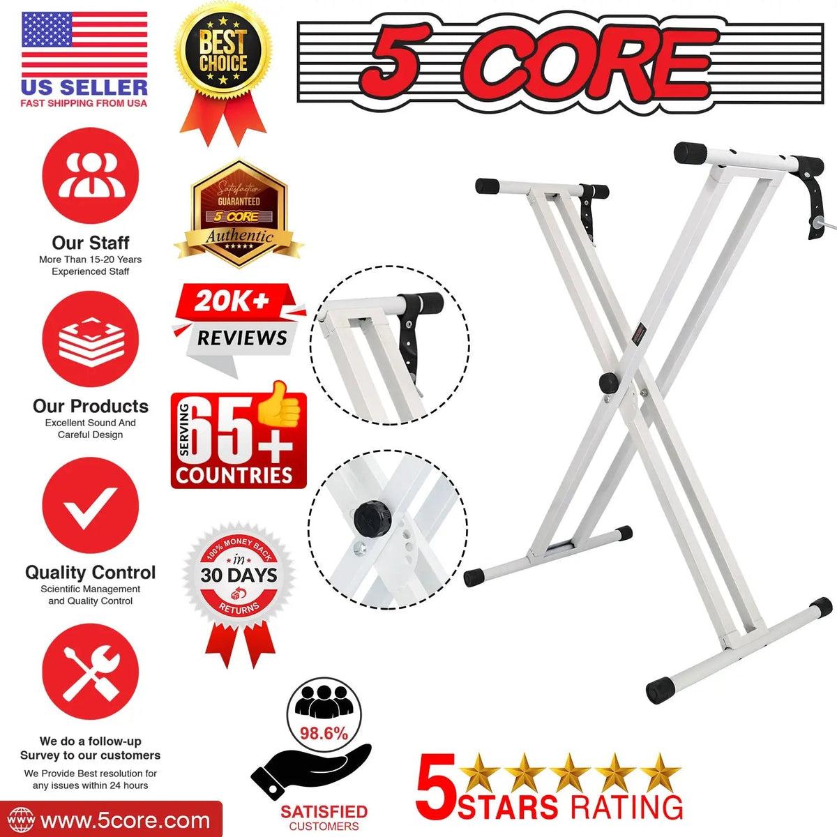 5 Core Keyboard Stand Dual X Shape Adjustable Foldable Portable Key Board DJ Controller Stands - HONORABLE VETERANS SOLUTIONS