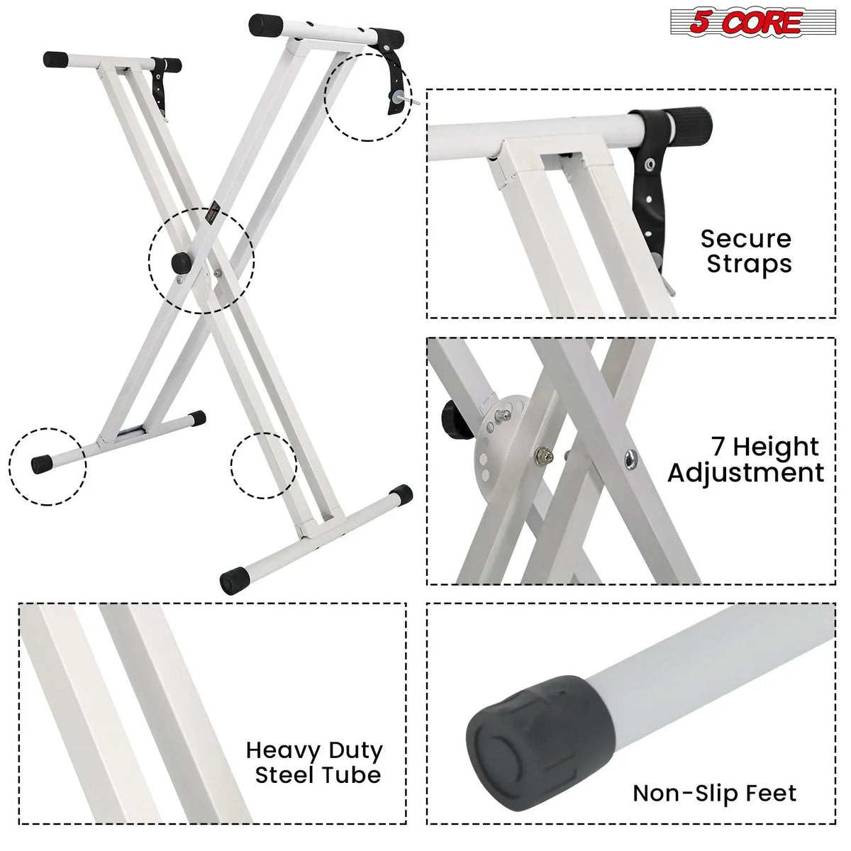 5 Core Keyboard Stand Dual X Shape Adjustable Foldable Portable Key Board DJ Controller Stands - HONORABLE VETERANS SOLUTIONS