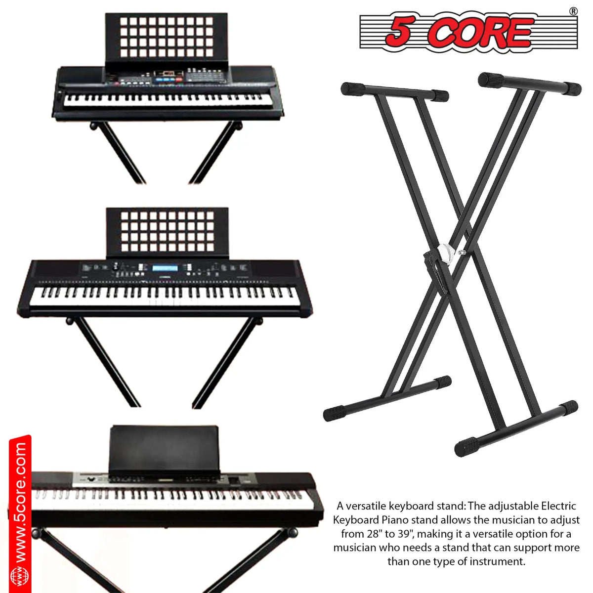 5 Core Keyboard Stand Dual X Shape Gear Adjustable Foldable Portable Key Board DJ Controller Stands - HONORABLE VETERANS SOLUTIONS