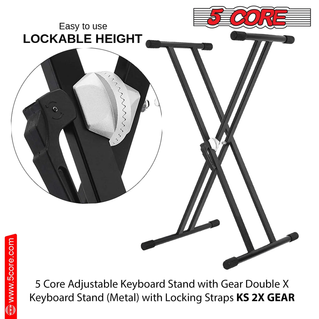 5 Core Keyboard Stand Dual X Shape Gear Adjustable Foldable Portable Key Board DJ Controller Stands - HONORABLE VETERANS SOLUTIONS