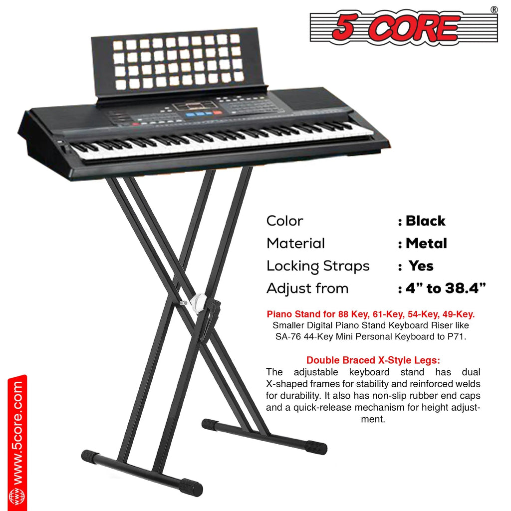 5 Core Keyboard Stand Dual X Shape Gear Adjustable Foldable Portable Key Board DJ Controller Stands - HONORABLE VETERANS SOLUTIONS