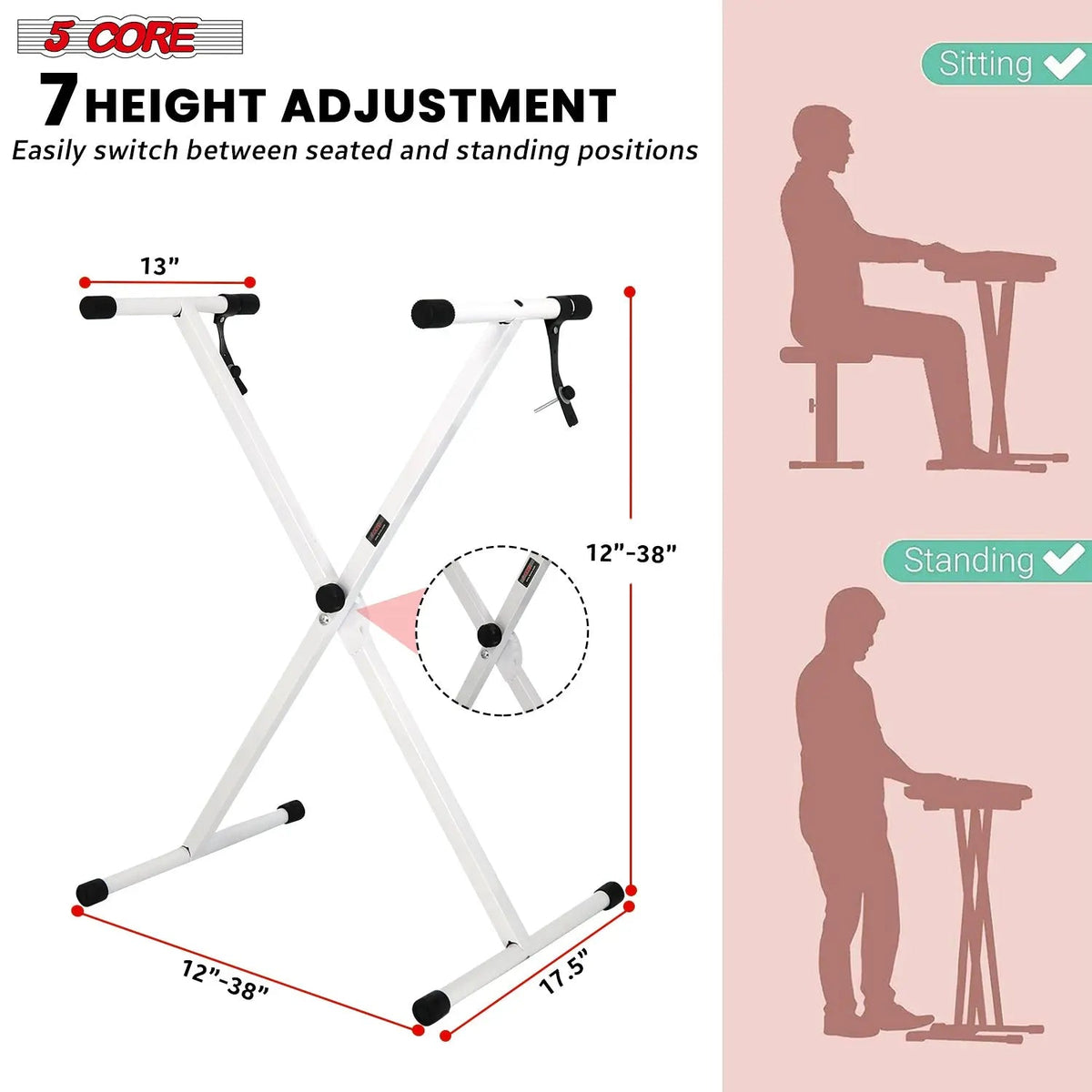 5 Core Keyboard Stand X Shape Height Adjustable Foldable Portable Key Board DJ Controller Stands - HONORABLE VETERANS SOLUTIONS