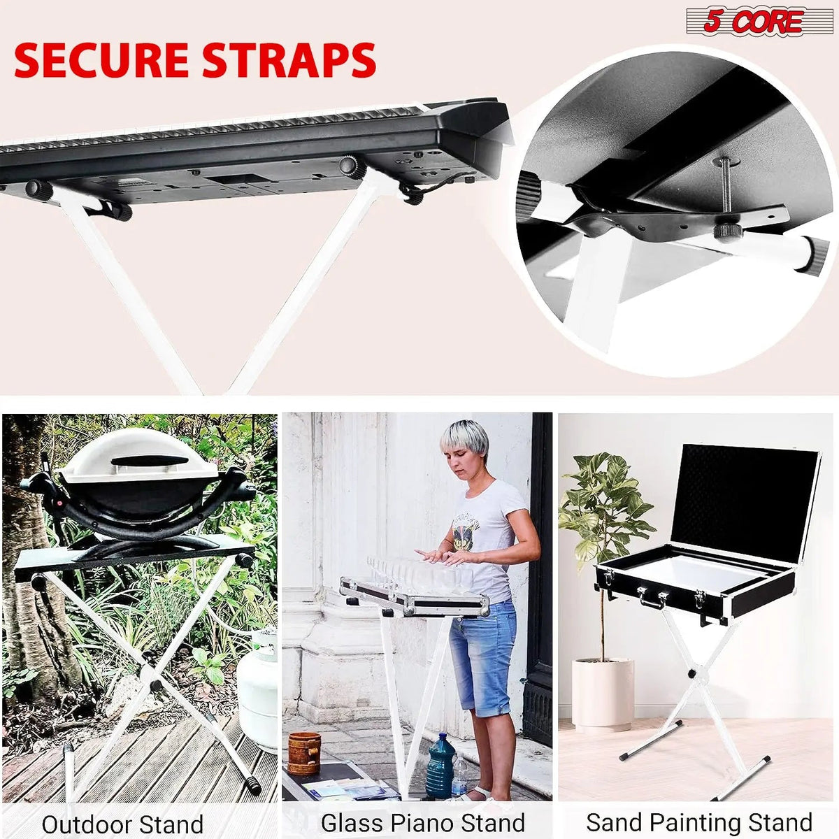 5 Core Keyboard Stand X Shape Height Adjustable Foldable Portable Key Board DJ Controller Stands - HONORABLE VETERANS SOLUTIONS