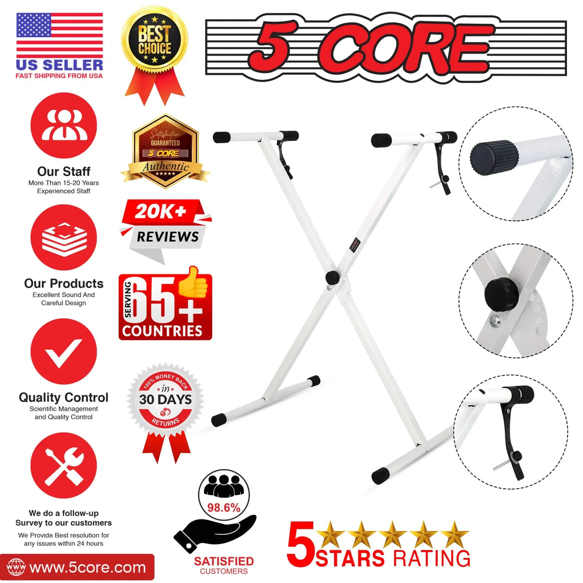 5 Core Keyboard Stand X Shape Height Adjustable Foldable Portable Key Board DJ Controller Stands - HONORABLE VETERANS SOLUTIONS