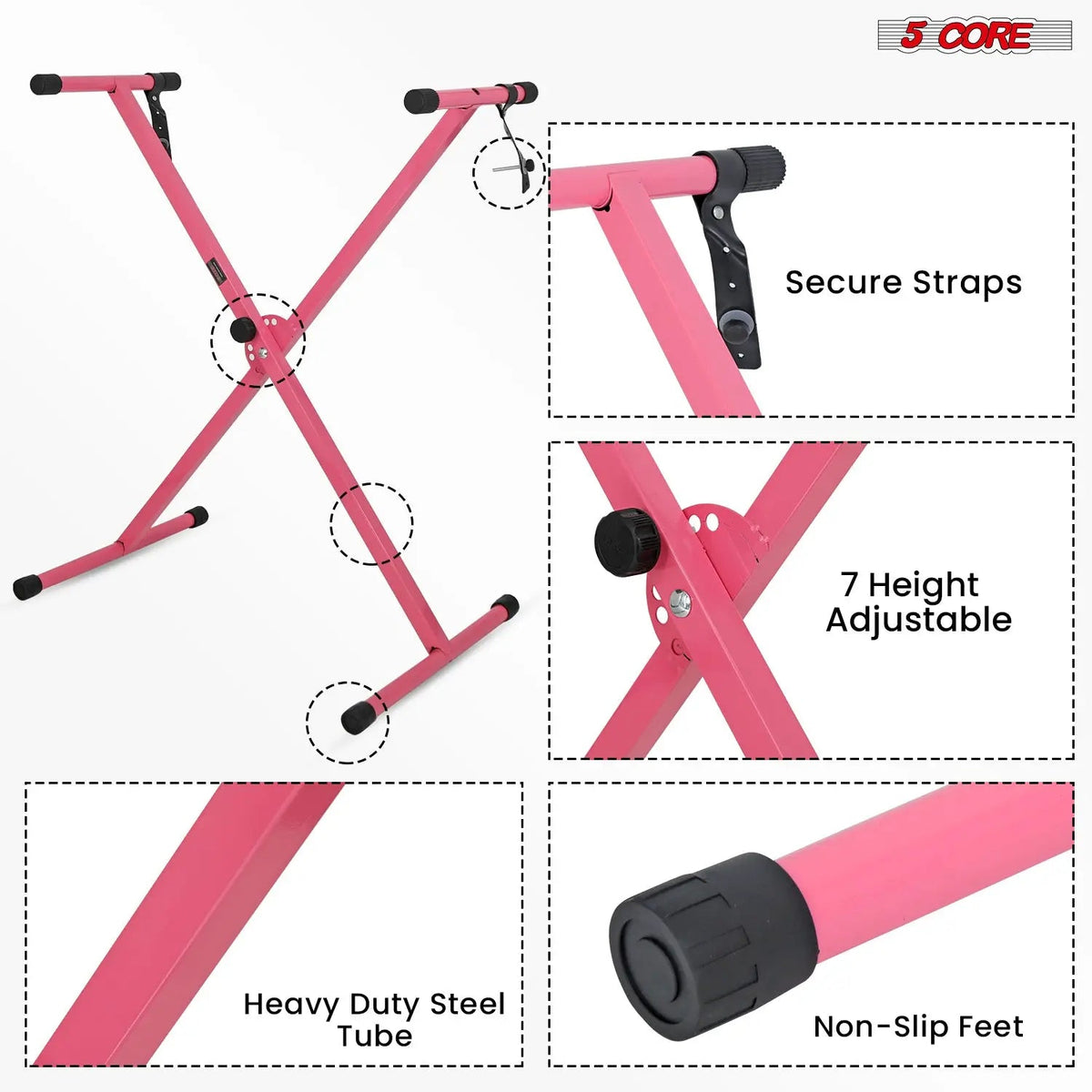 5 Core Keyboard Stand X Shape Height Adjustable Foldable Portable Key Board DJ Controller Stands - HONORABLE VETERANS SOLUTIONS