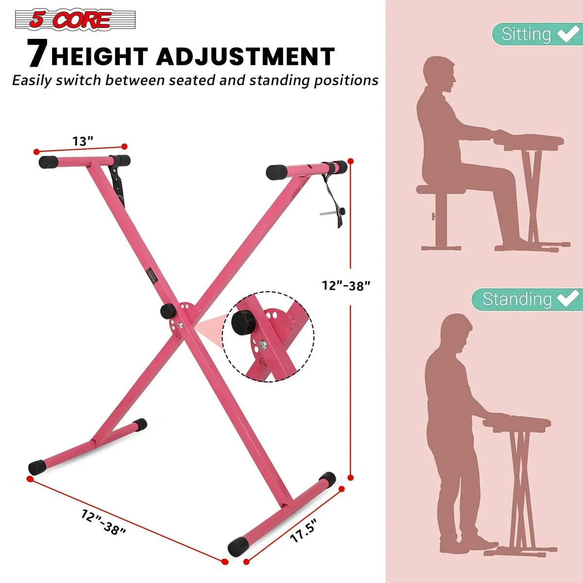 5 Core Keyboard Stand X Shape Height Adjustable Foldable Portable Key Board DJ Controller Stands - HONORABLE VETERANS SOLUTIONS