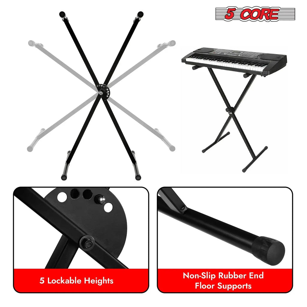 5 Core Keyboard Stand X Shape Height Adjustable Foldable Portable Key Board DJ Controller Stands - HONORABLE VETERANS SOLUTIONS