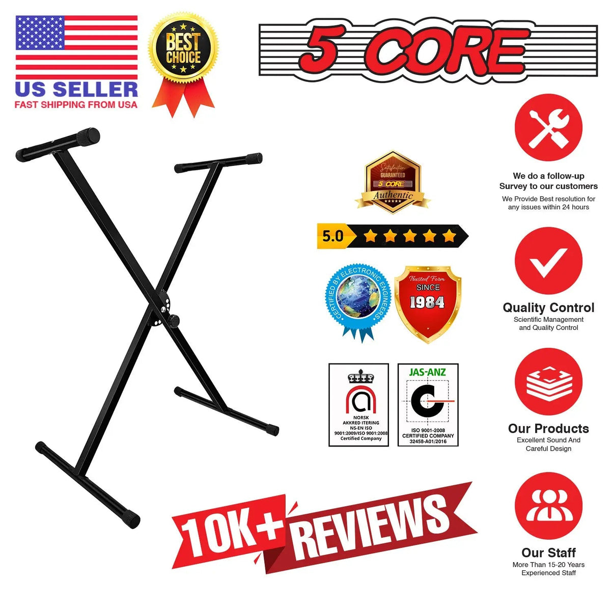 5 Core Keyboard Stand X Shape Height Adjustable Foldable Portable Key Board DJ Controller Stands - HONORABLE VETERANS SOLUTIONS
