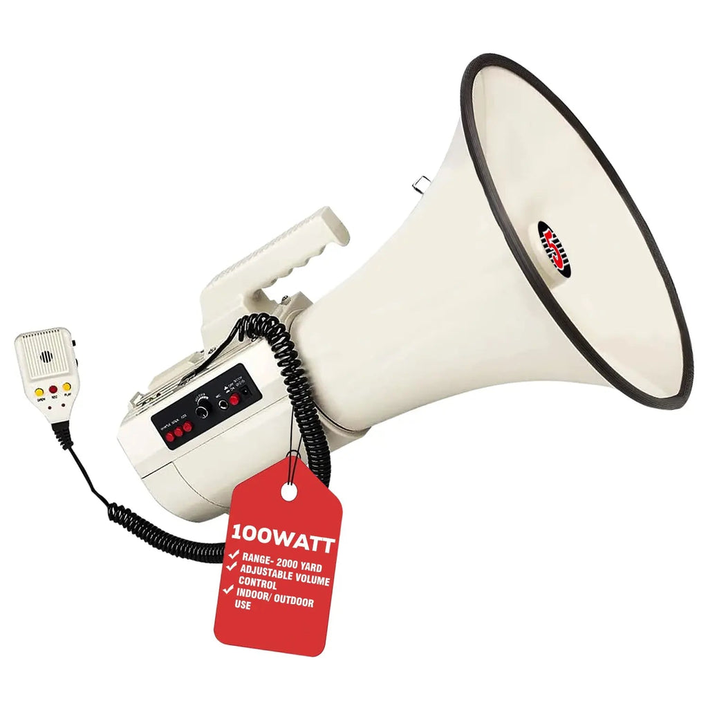 5 Core Megaphone 100W Bull Horn Professional PA Speaker w 2000 Yards Range Loud Siren Voice Amp - HONORABLE VETERANS SOLUTIONS