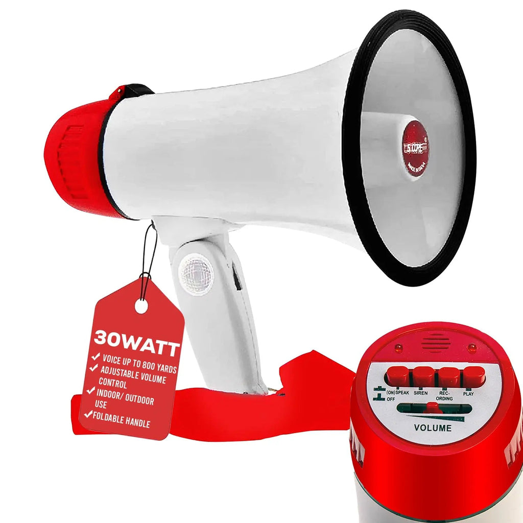 5 Core Megaphone 30W Bull Horn PA Speaker w 800 Yards Range Loud Siren Voice Amplifier Portable - HONORABLE VETERANS SOLUTIONS