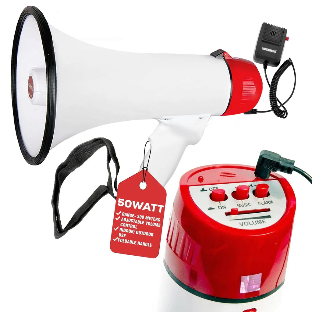 5 Core Megaphone 50W Bull Horn PA Speaker w 300M Range Loud Siren Voice Amplifier Portable - HONORABLE VETERANS SOLUTIONS