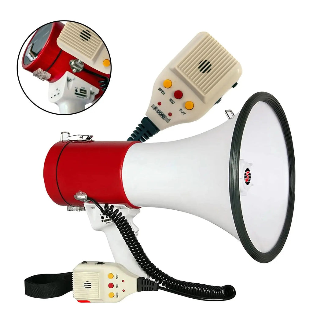 5 Core Megaphone 50W Bull Horn Professional PA Speaker w 1200 Yards Range Loud Siren Voice Amp - HONORABLE VETERANS SOLUTIONS