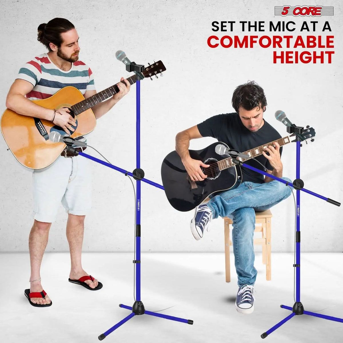 5 Core Mic Stand 2 Pcs Floor Height Adjustable Tripod Microphone Stands w Extending Telescoping Boom Arm - HONORABLE VETERANS SOLUTIONS