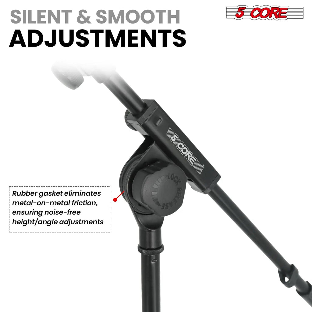 5 Core Mic Stand 2Pcs Adjustable Microphone Stands Floor w 180° Rotating Telescoping Metal Boom Arm - HONORABLE VETERANS SOLUTIONS