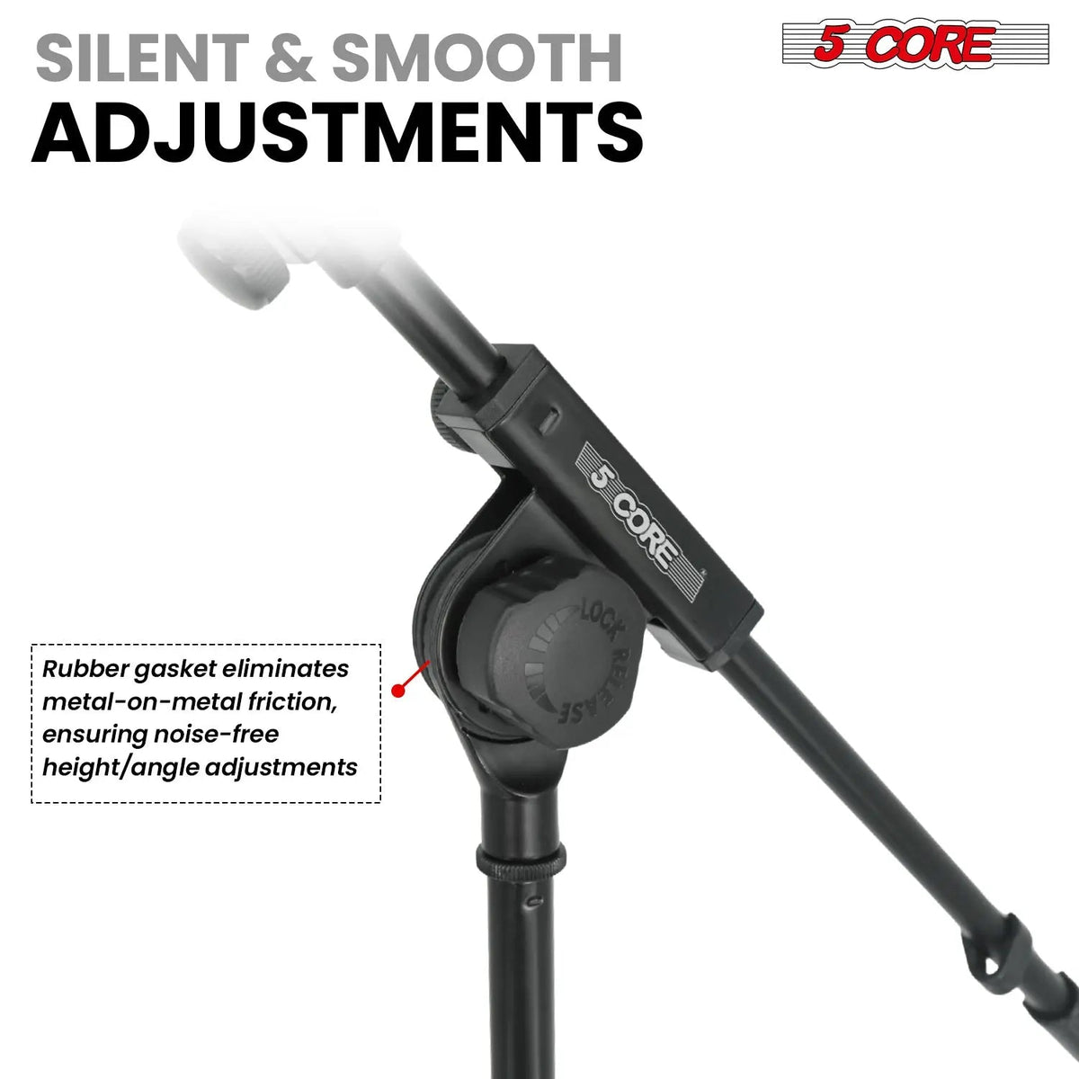 5 Core Mic Stand 2Pcs Adjustable Microphone Stands Floor w 180° Rotating Telescoping Metal Boom Arm - HONORABLE VETERANS SOLUTIONS