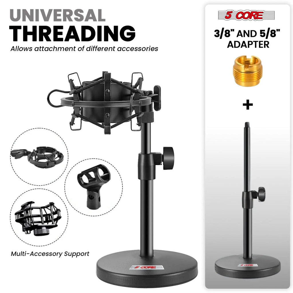 5 Core Mic Stand 3 in 1 Desktop Microphone Stands Adjustable Table Microfono Holder w Phone Clamp - HONORABLE VETERANS SOLUTIONS