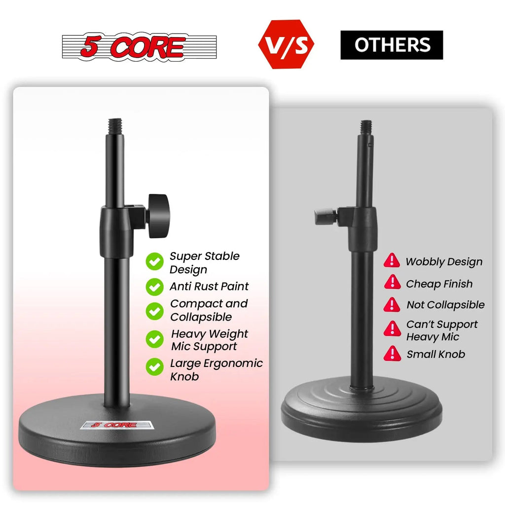 5 Core Mic Stand 3 in 1 Desktop Microphone Stands Adjustable Table Microfono Holder w Phone Clamp - HONORABLE VETERANS SOLUTIONS