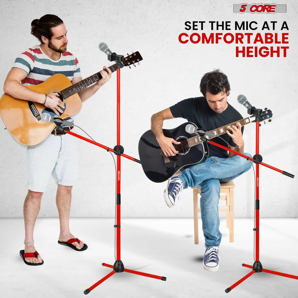 5 Core Mic Stand 4Pcs Floor Height Adjustable Tripod Microphone Stands w Telescoping Boom Arm - HONORABLE VETERANS SOLUTIONS