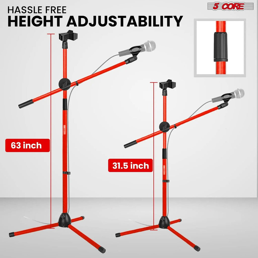 5 Core Mic Stand 4Pcs Floor Height Adjustable Tripod Microphone Stands w Telescoping Boom Arm - HONORABLE VETERANS SOLUTIONS