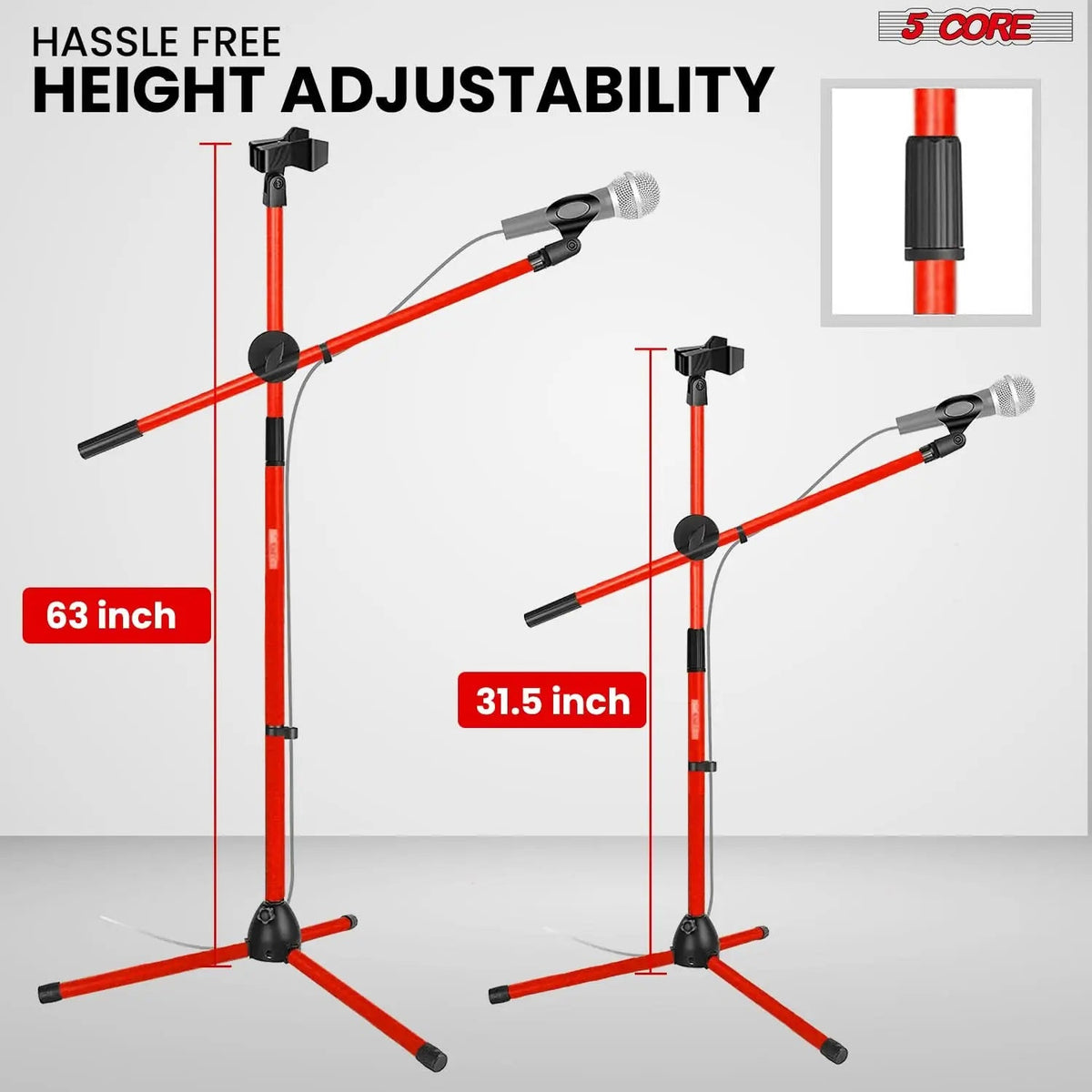 5 Core Mic Stand 4Pcs Floor Height Adjustable Tripod Microphone Stands w Telescoping Boom Arm - HONORABLE VETERANS SOLUTIONS