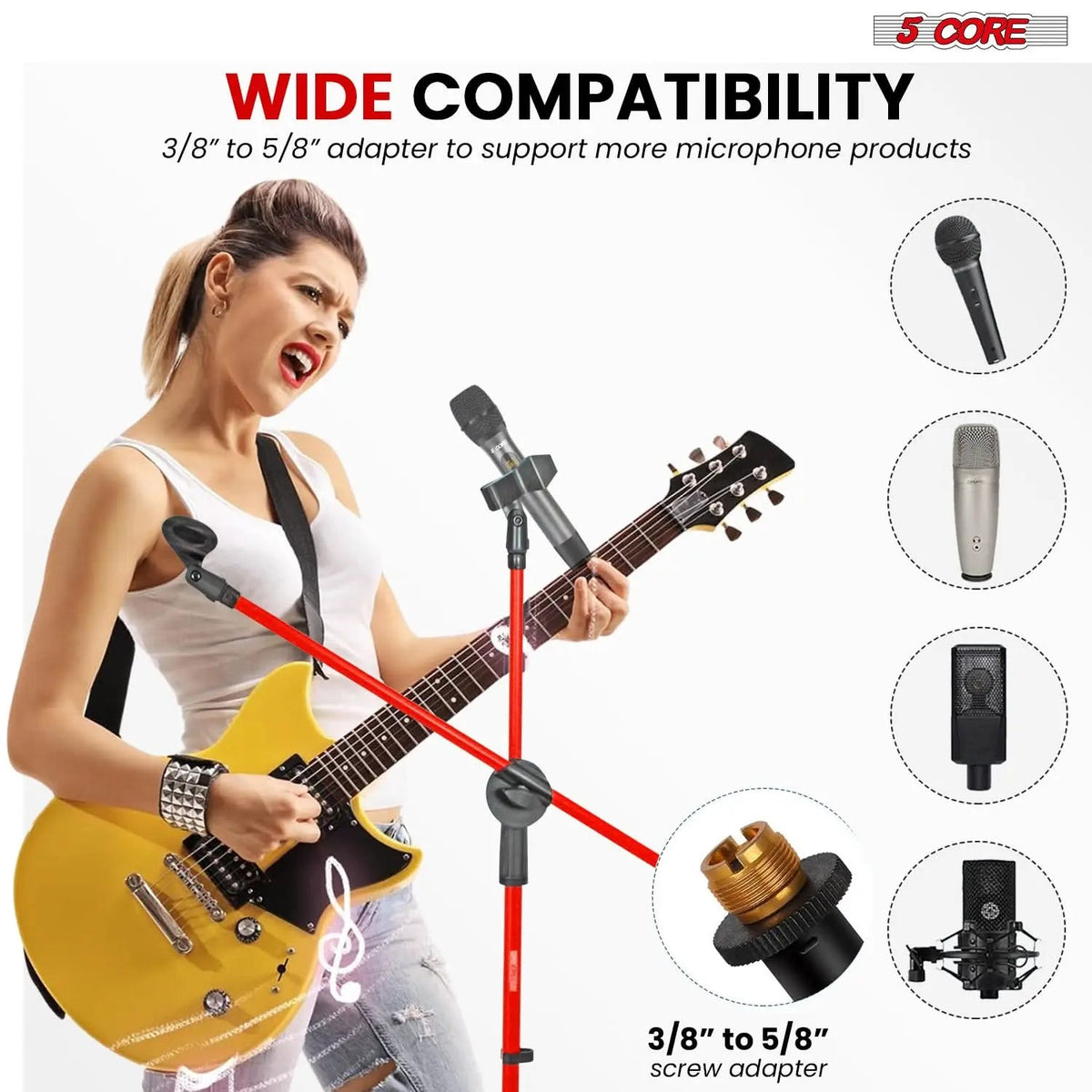 5 Core Mic Stand 4Pcs Floor Height Adjustable Tripod Microphone Stands w Telescoping Boom Arm - HONORABLE VETERANS SOLUTIONS