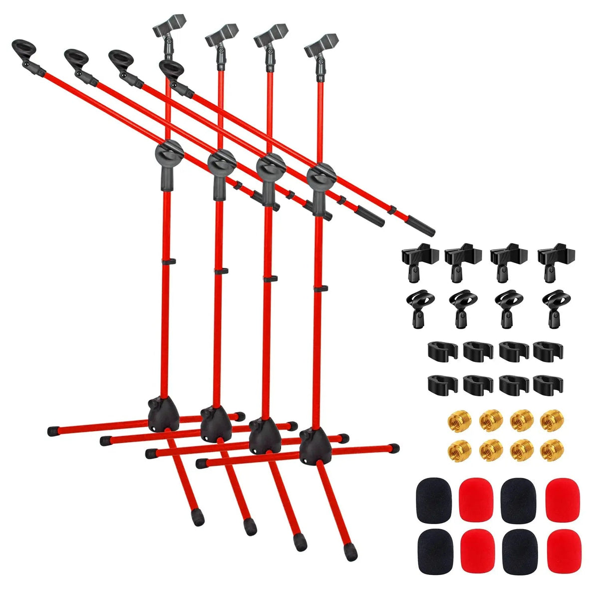5 Core Mic Stand 4Pcs Floor Height Adjustable Tripod Microphone Stands w Telescoping Boom Arm - HONORABLE VETERANS SOLUTIONS