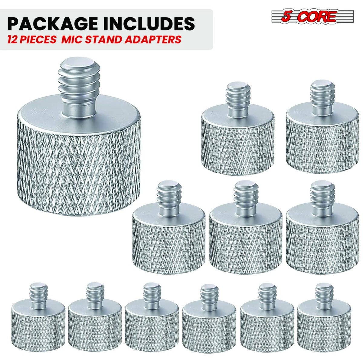 5 Core Mic Stand Adapter 12 Pieces 3/8 Male to 5/8 Female Screw Thread Conversion Connector - HONORABLE VETERANS SOLUTIONS