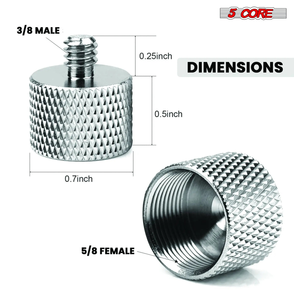5 Core Mic Stand Adapter 12 Pieces 3/8 Male to 5/8 Female Screw Thread Conversion Connector - HONORABLE VETERANS SOLUTIONS